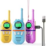 Walkie Talkies for Kids Rechargeable&comma;Toys for Boys and Girls Ages 3-12&comma; 3 Pack Long Range 2-Way Radios&comma; Birthday Gifts&comma;Christmas Stockings&comma; Outdoor Play&comma; Family Games&comma; Hiking Camping Gear