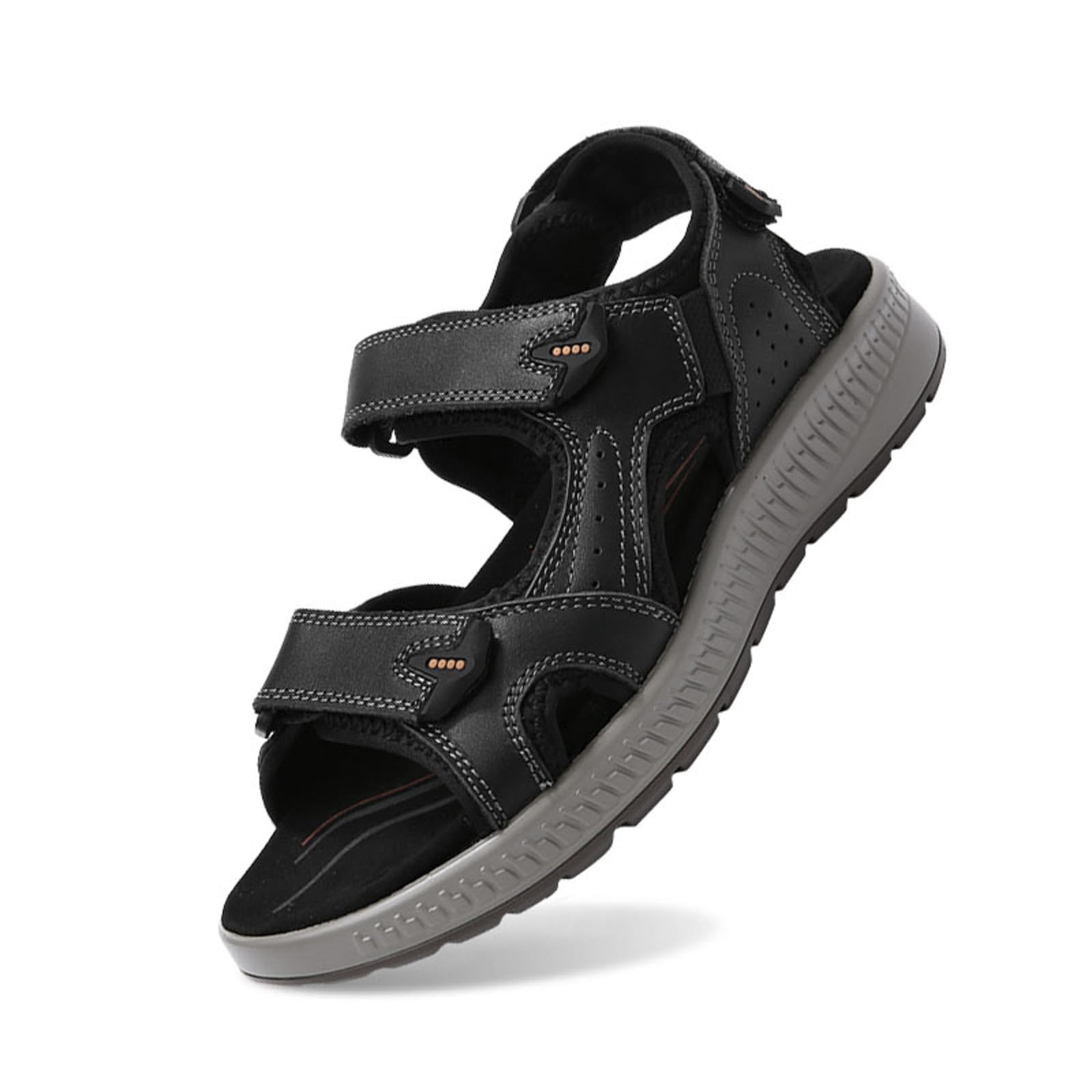 Sandalias senderismo hombre cuero con bridas anchas y zapatos de playa slip-on 5