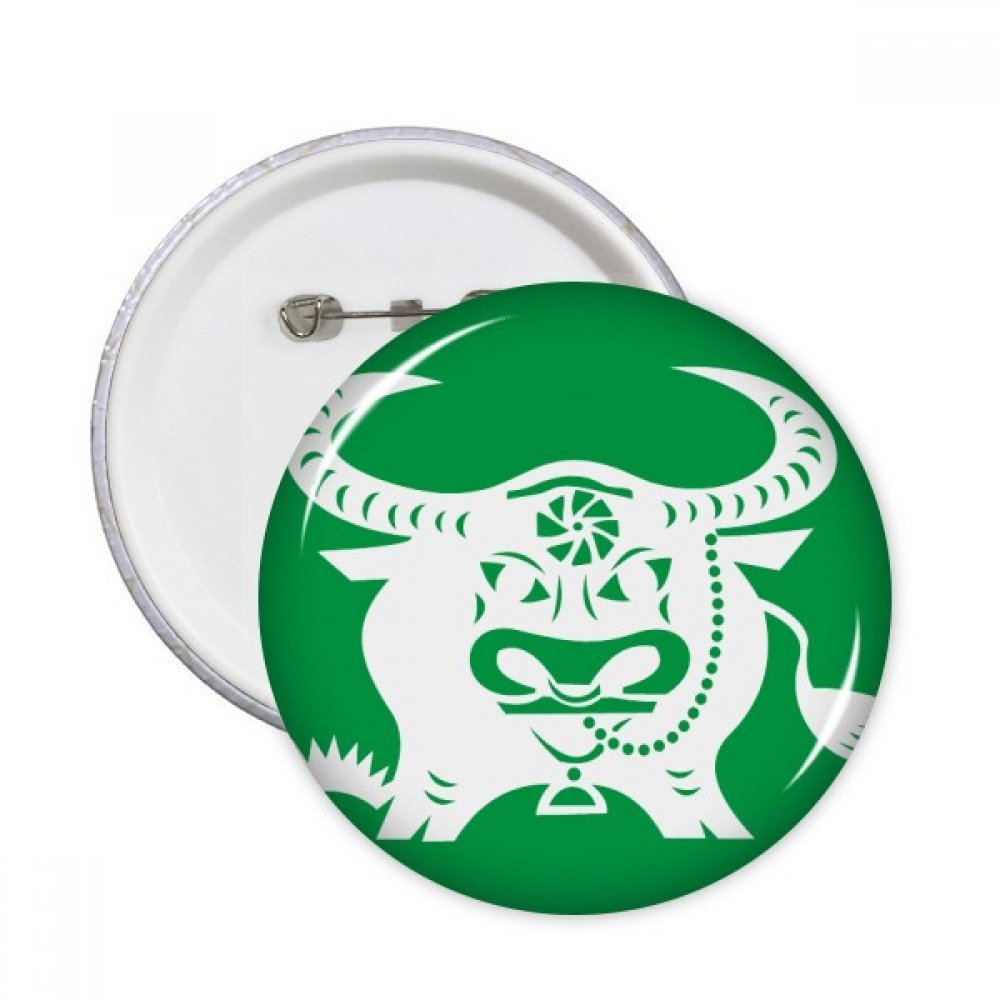 Badge bœuf zodiaque Chine grand macaron rond à épingle pour customisation textile - 3