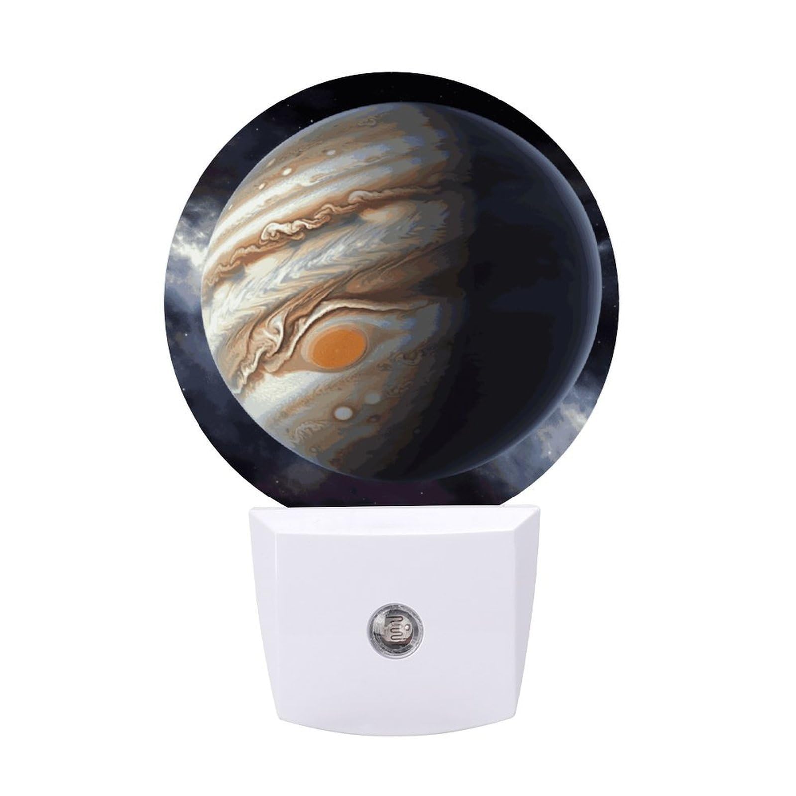 FodPand Night Light Plug Into Wall with Dusk to Dawn Sensor 0.5w Modern LED Jupiter Landscape Plug in Night Lamp Warm White Glow Nightlight for Bedroom Hallway Kitchen Bathroom Stairs Corridor(Round)