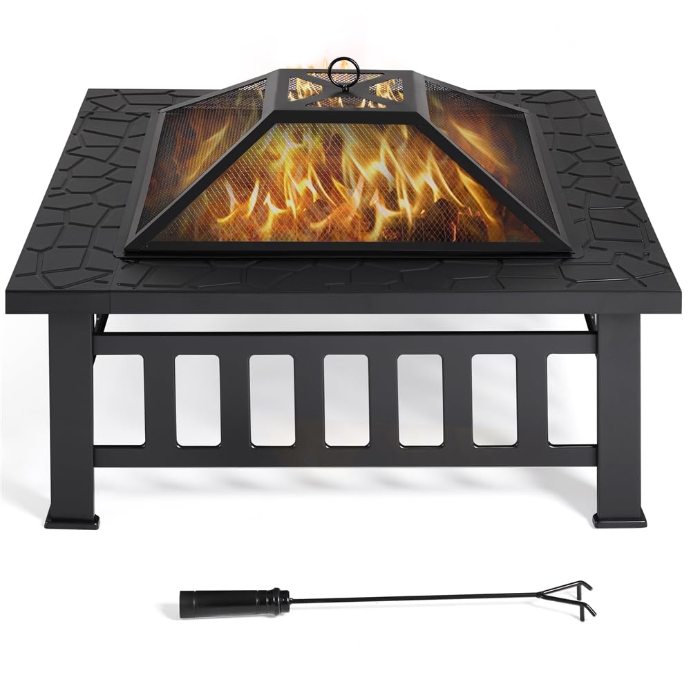 Yaheetech Brasero Exterior Jardin Grande 3 en 1 Chimeneas de Leña para Terraza Estufa al Aire Libre para Camping Cuenco para Hogueras 81x 81x 50cm — view 9