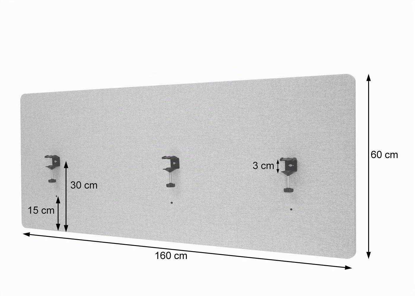 Akustik-Tischtrennwand HWC-G75, Büro-Sichtschutz Schreibtisch Pinnwand, doppelwandig Stoff/Textil - 60x160cm grün