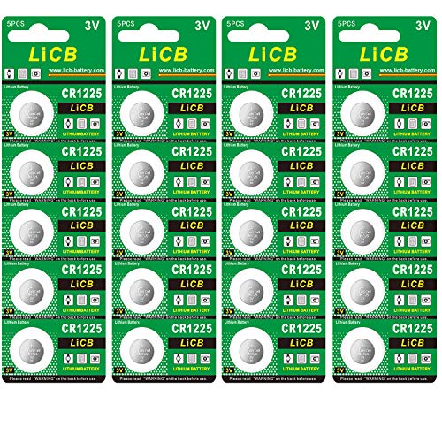 LiCB CR1225 Battery,Long-Lasting & High Capacity CR1225 Lithium Batteries,3 Volt Coin & Button Cell (20-Pack)