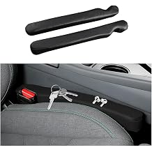 2PCS Car Seat Gap Filler, Soft Foam Leather No Drop Automotive Gap Stopper Between Seat and Console, Vehicle Seam Guard Gap Plug Crevice Catcher Blocker, Universal Fit Black