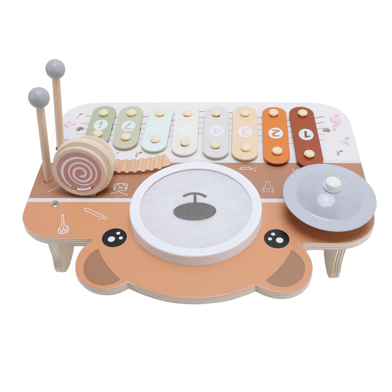 Generic Drewniana Muzyczna Zabawka dla Malucha Wielofunkcyjny Instrument Perkusyjny dla Dzieci Solidne Drewno Kompozytowe z Młotkami