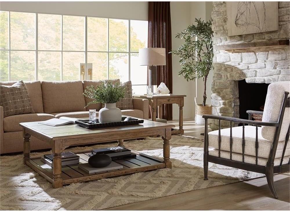 BOWERY HILL Modern Accent Chair, Fabric Upholstered, Beige 100% Linen, Spindle Arms and Back, Carved Ribbed Accents, 29.75 x 34.50 x 34.00 in, Contemporary Living Room or Office Seating