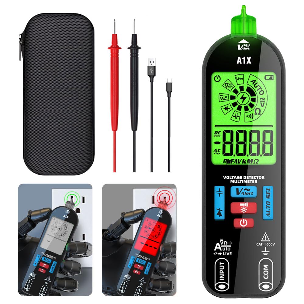 A1X Digital Multimeter, 2026 New Professional Electrician Tester Detector, Rechargeable Voltage Detector Multimeter, Auto Ranging Smart Digital Multimeter Non-Contact Voltage Tester Tool
