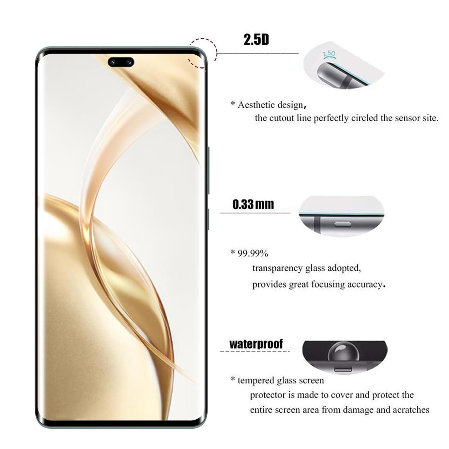 Caisemo Pellicola Vetro Temperato Per Honor 200 Pro | 2 Protezioni Schermo + 2 Protezioni Fotocamera | Durezza 9H Anti Graffio - 2