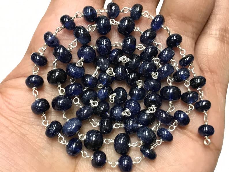 Saphir bleu naturel perles pierre précieuse pour fabrication bijoux
