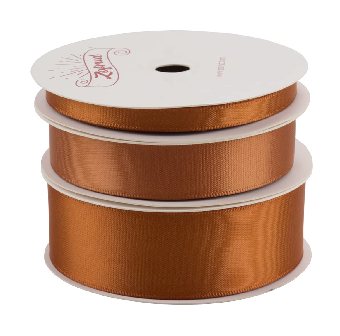 Zofrud 3 Rolls of Coper Double Faced Satin Ribbon, 27 Meters Total (6mm, 16mm, and 25mm x 9M), Ideal for Crafts Gift Wrapping - Image 2