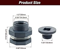 Vista 2 de 2 piezas NPT3/4 de PVC con enchufes, conector de tanque de agua de plástico de 3/4 pulgadas, accesorios de tubería roscados a granel para barriles