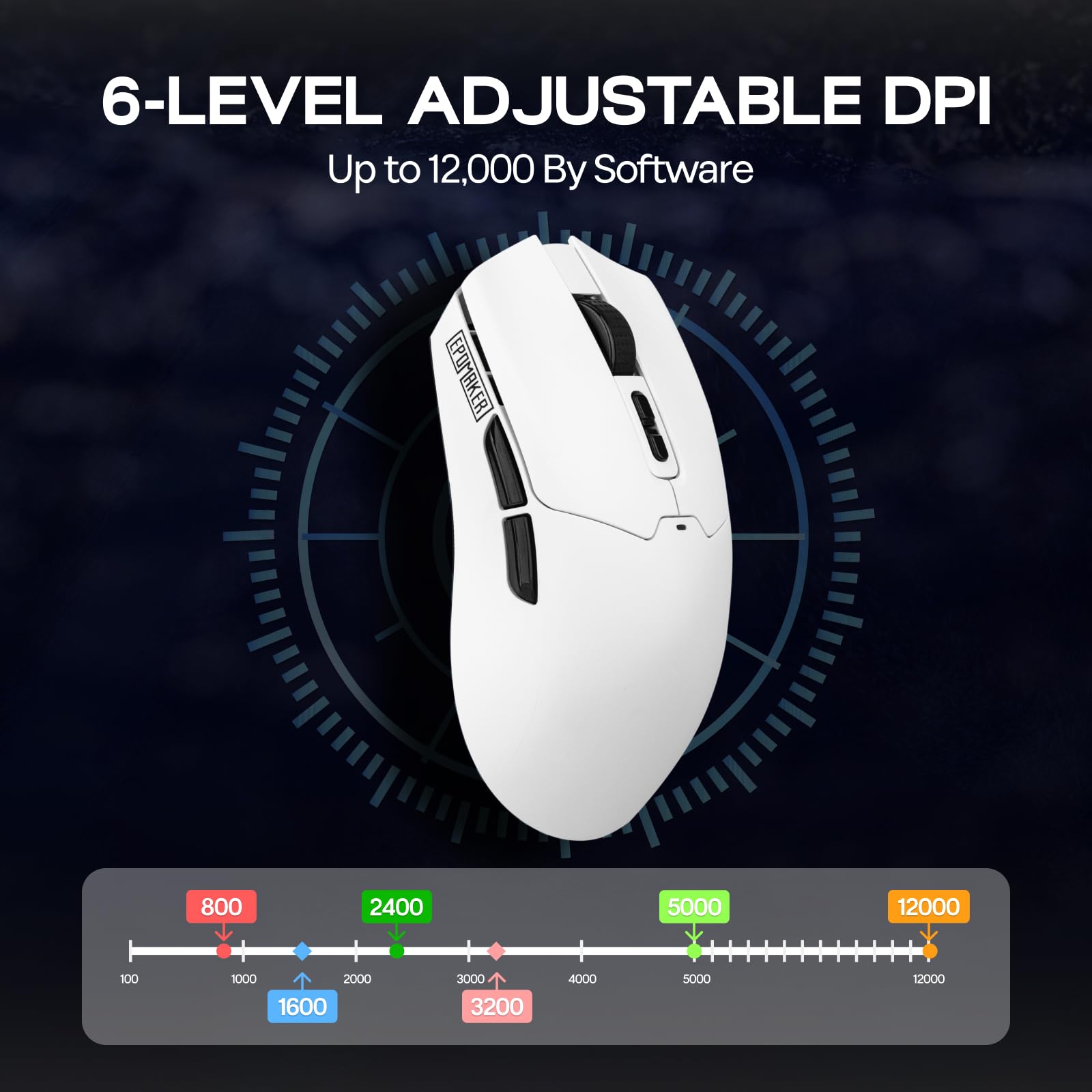 EPOMAKER Click Lite Wireless Gaming Mouse, 800 to 12,000 DPI Adjustable, PAW3311 Sensor, 500mAh, 59g, 2.4G/BT/USB-C Rechargeable Wireless Mouse with 5 Programmable Buttons for PC/Mac/Linux (White)