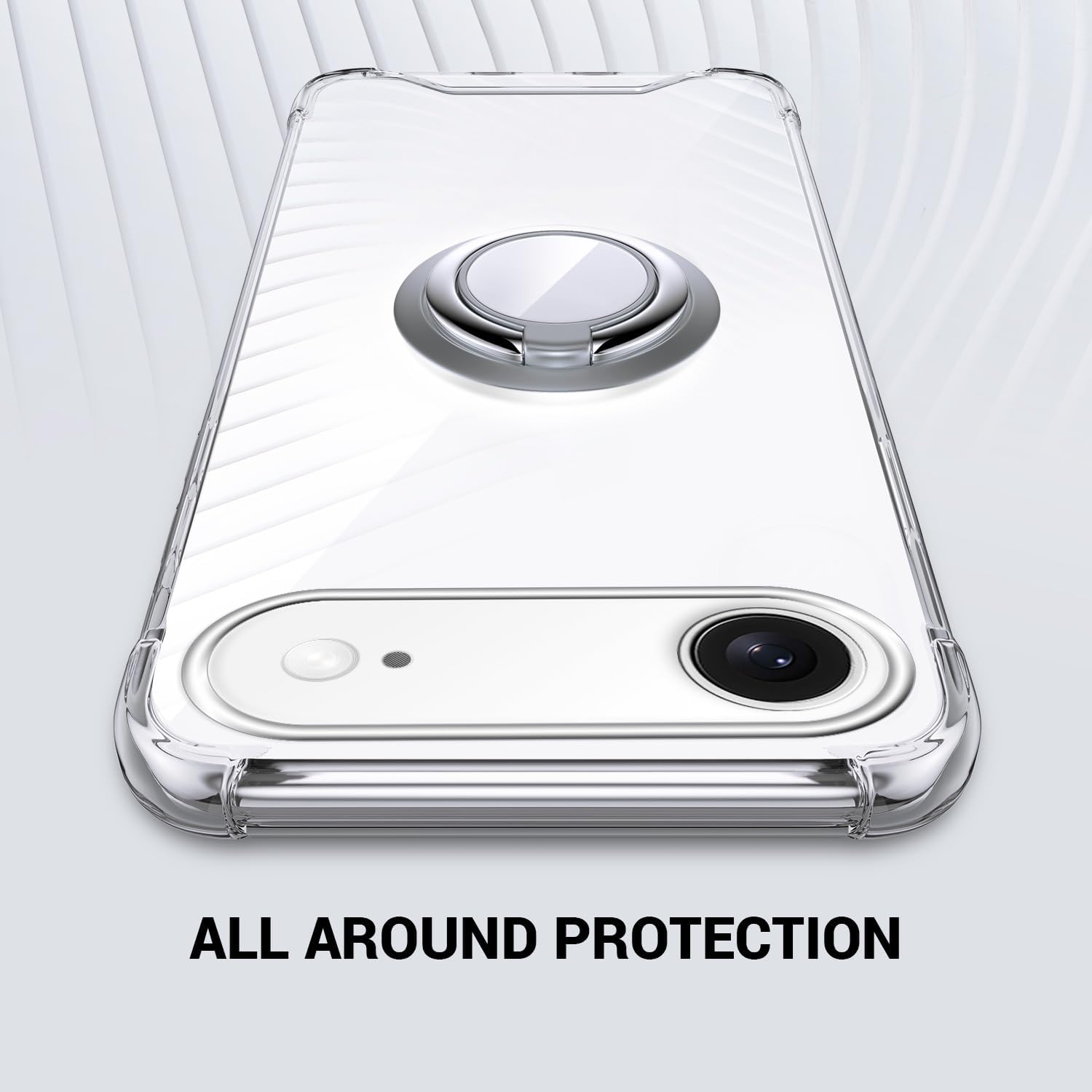 Silverback for iPhone 17 Air Case Clear with Ring Kickstand, Protective Shock -Absorbing Bumper Shockproof Phone Case for Apple iPhone 17 Air 6.6‘’ - Clear - Image 5