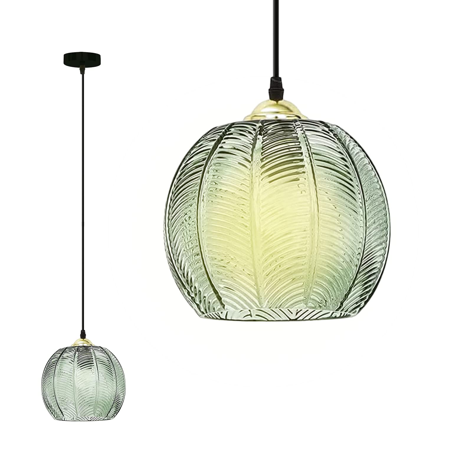 CSXSXAUO Green Striped Glass Lampshade Pendant Light Fixtures 3Light Lamp Ceiling Lighting for Kitchen Island Modern Chandelier Hanging Decor (Size : 9 Star of