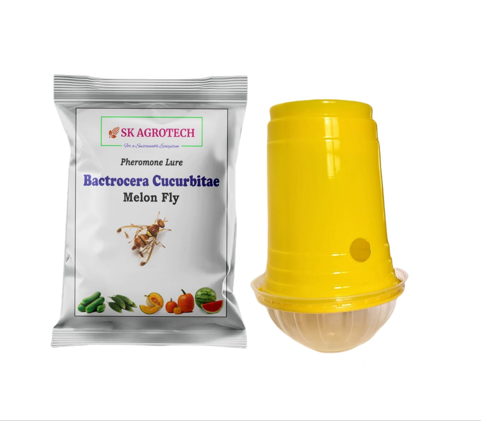 Melon Fly Pheromone Lure(Bactocera Cucurbite) & pheromone Trap for Pumpkin, Gerkin, Musk Melon, Bottle Guard - Pack of 50