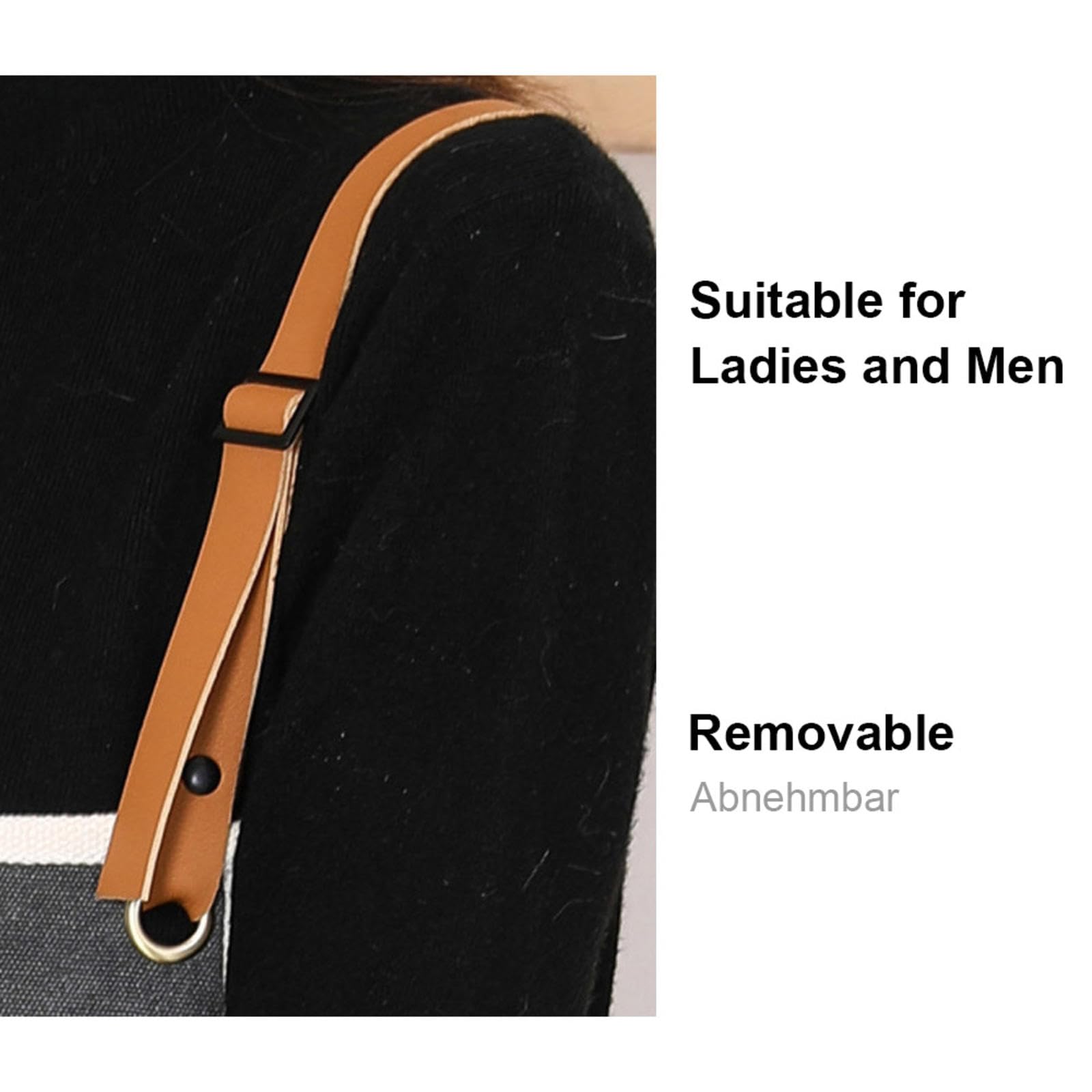 CHUIKUAJ Tabliers de Chef pour Hommes et Femmes, Tabliers de Travail en Denim épais avec Poches et Sangle Réglable - pour la Cuisine et la Pâtisserie,Black-2pcs