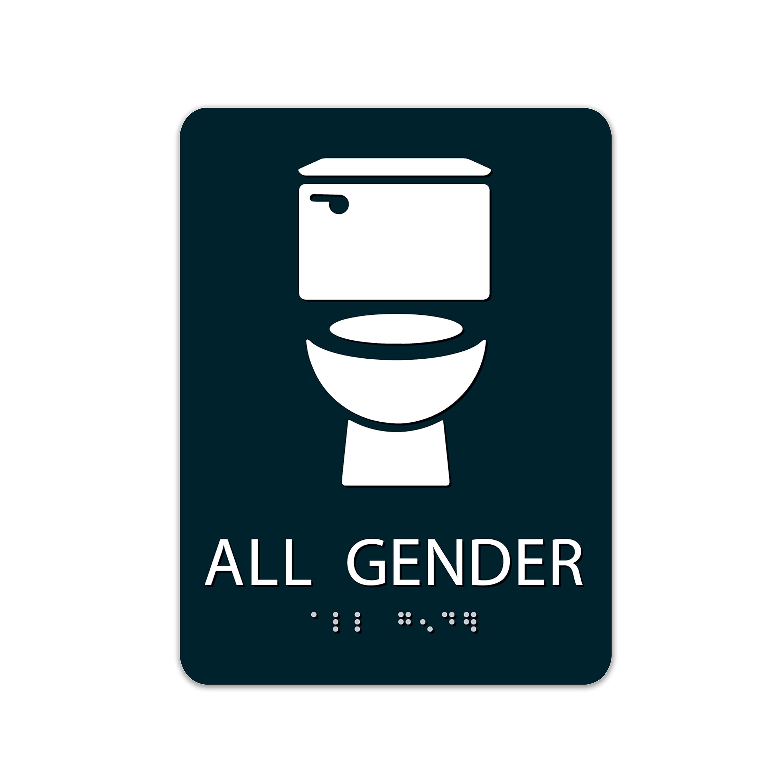 ALPHA DOG ADA SIGNS All Gender Restroom Sign Black 8x6 Inch - ADA Title 24 Compliant Gender Neutral Bathroom Wall Sign with Grade 2 Braille