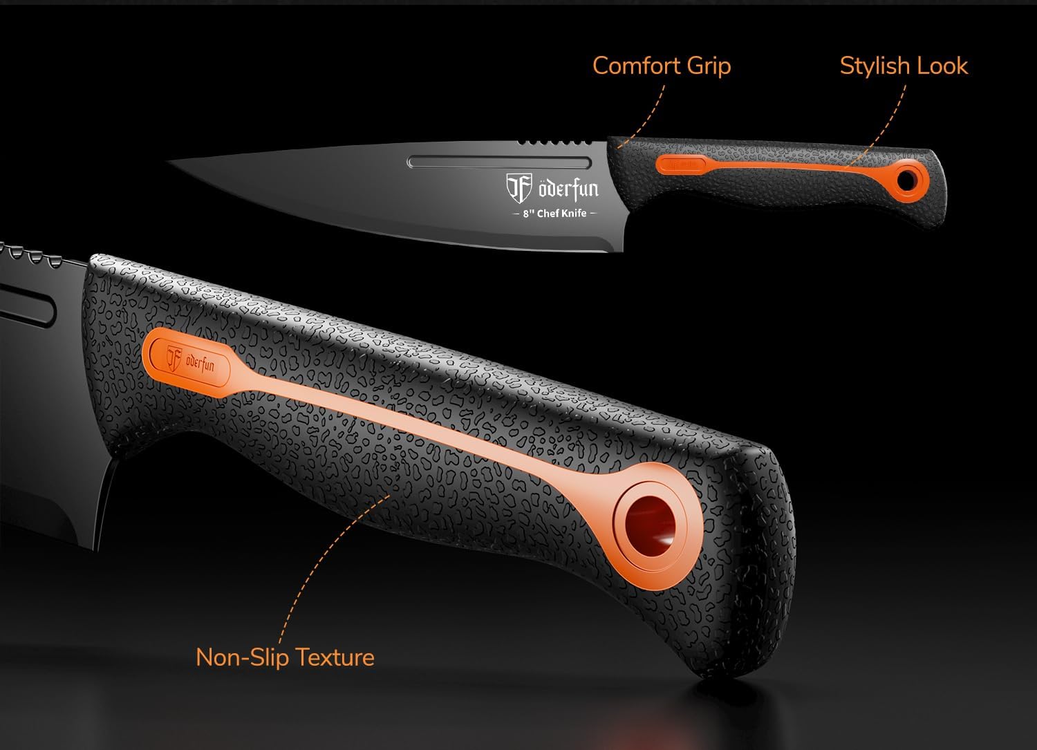 Knife Block Set -15 PCS Dishwasher Safe Kitchen Knife Set, High Carbon Stainless Steel, Razor-Sharp knives set with sharpener, Non-Slip Handles, Elegant Box for Her Him Women Men, Black, - Image 4