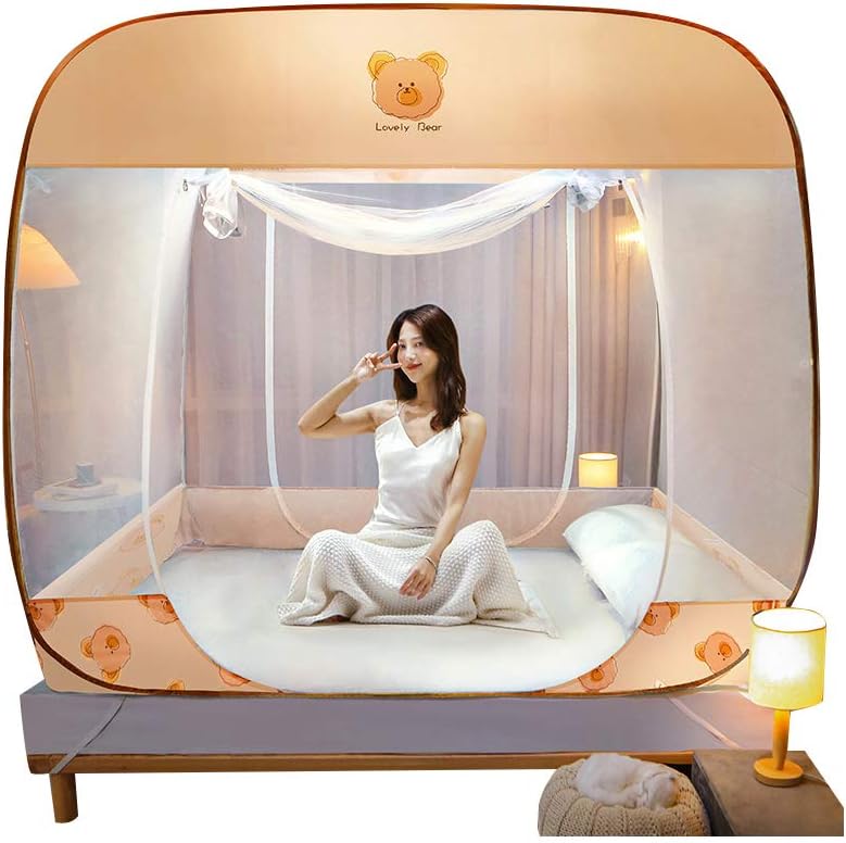 Bed Pop Up Mosquito Net,3 Entries Mosquito Bed Net with End Mesh,Quick and Easy Installation Compact and Lightweight (4,2.0 * 2m)
