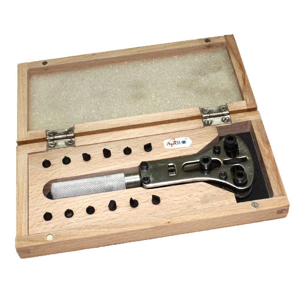 ATARATAR Watch Case Opener Wrench Tool for Waterproof Watches Caseback - Watch Repair Tool Kit Watchmaker Back Case Opener Wrench Cover Remover with Wooden case