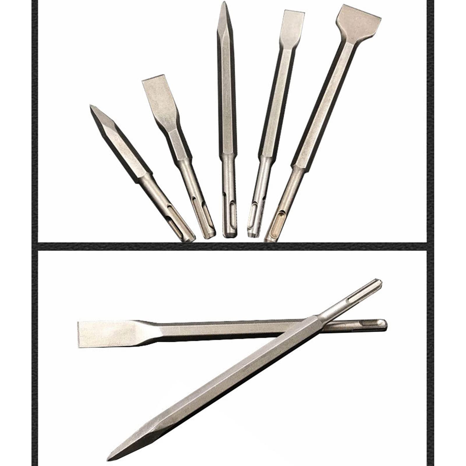 Juego de 4 cinceles para taladro de martillo eléctrico, punta, ranura, herramientas de mampostería plana para hormigón, ladrillo, pared, juego de brocas