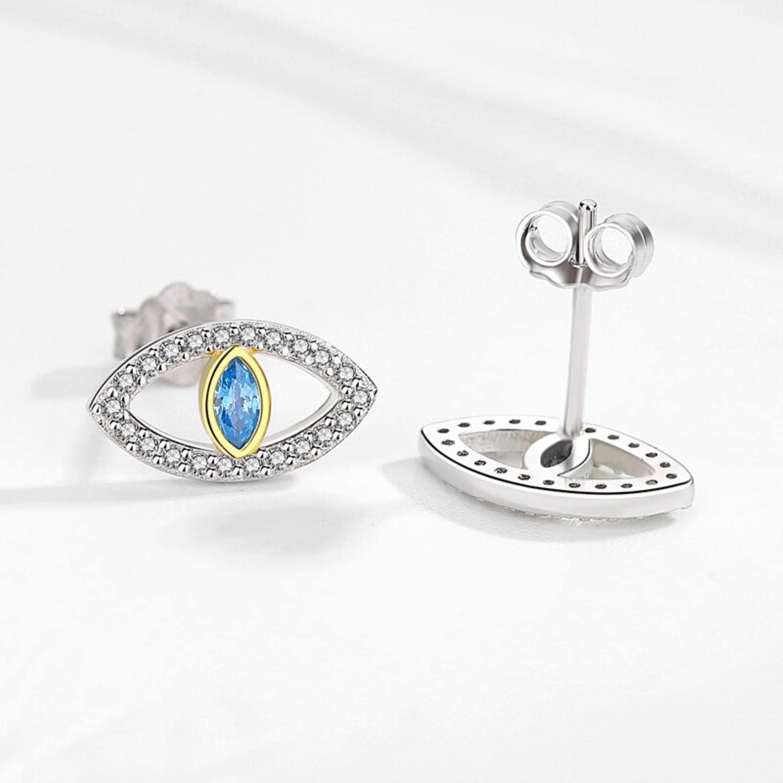 Pendientes vintage de plata ley 925 con forma ojo turco for mujer, estilo bohemio, círculo, pequeños
