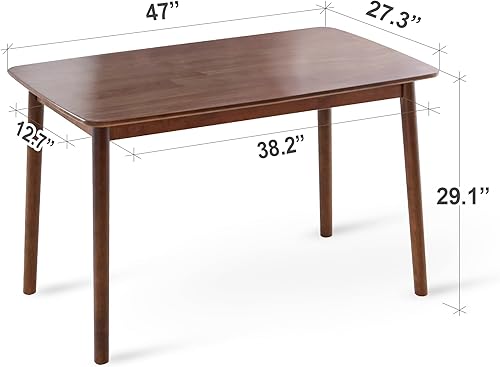 Miniatura 2 de Livinia Aslan 47" Malaysian Oak Rectangular Wooden Dining Table/Solid Wood Kitchen Desk (Walnut) Nogal,Roble
