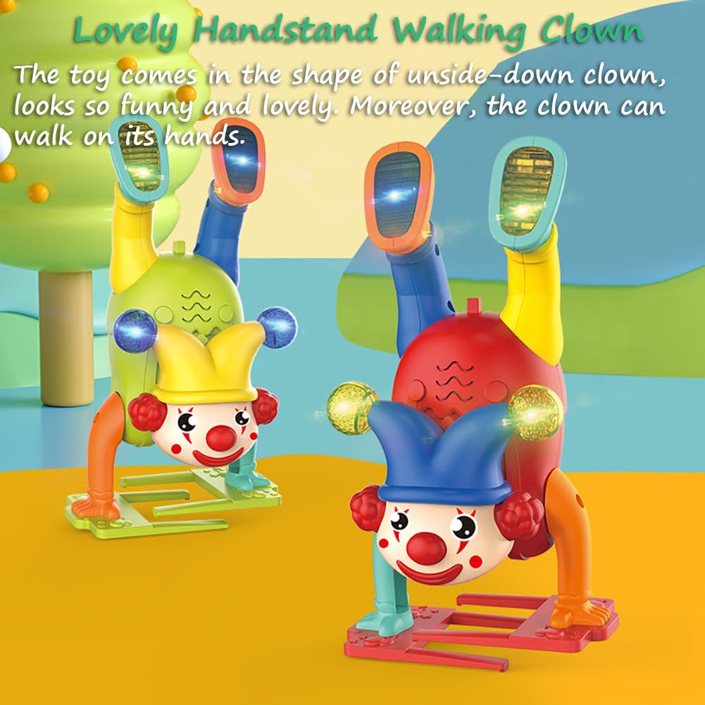 Miracland Handstand Walking Clown, Upside-Down Dancing Clown Toy Circus Clown Show Toy Musical Toy Handstand Walk Clown Toy with Light and Music (Green)
