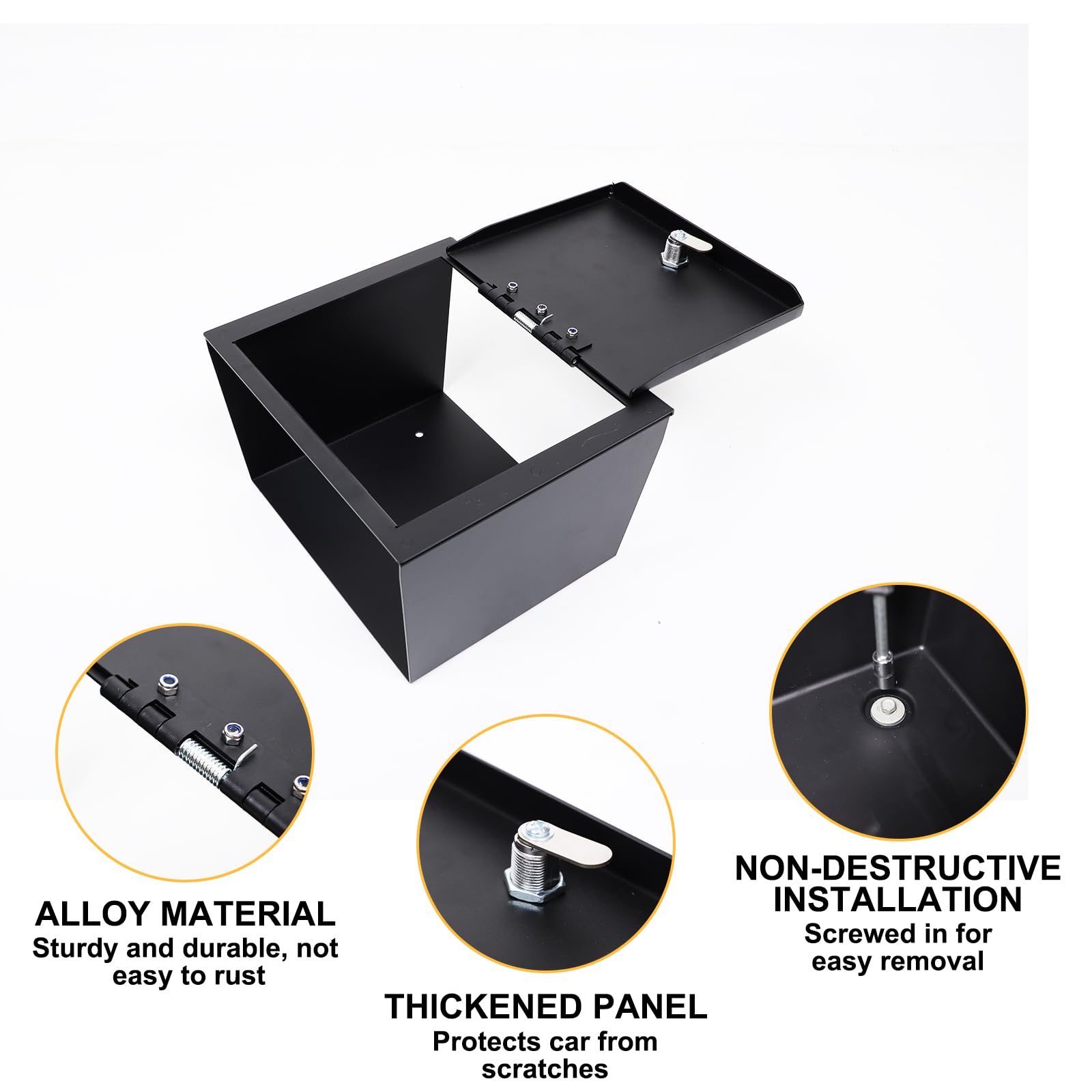 Center Console Organizer Gun Safe Box Compatible with Hummer EV SUV/Pickup 2024 2025 2026+ Center Arm Rest Vault Locking Storage Box Black Alloy Steel 3 Digit Combination Lock with Key