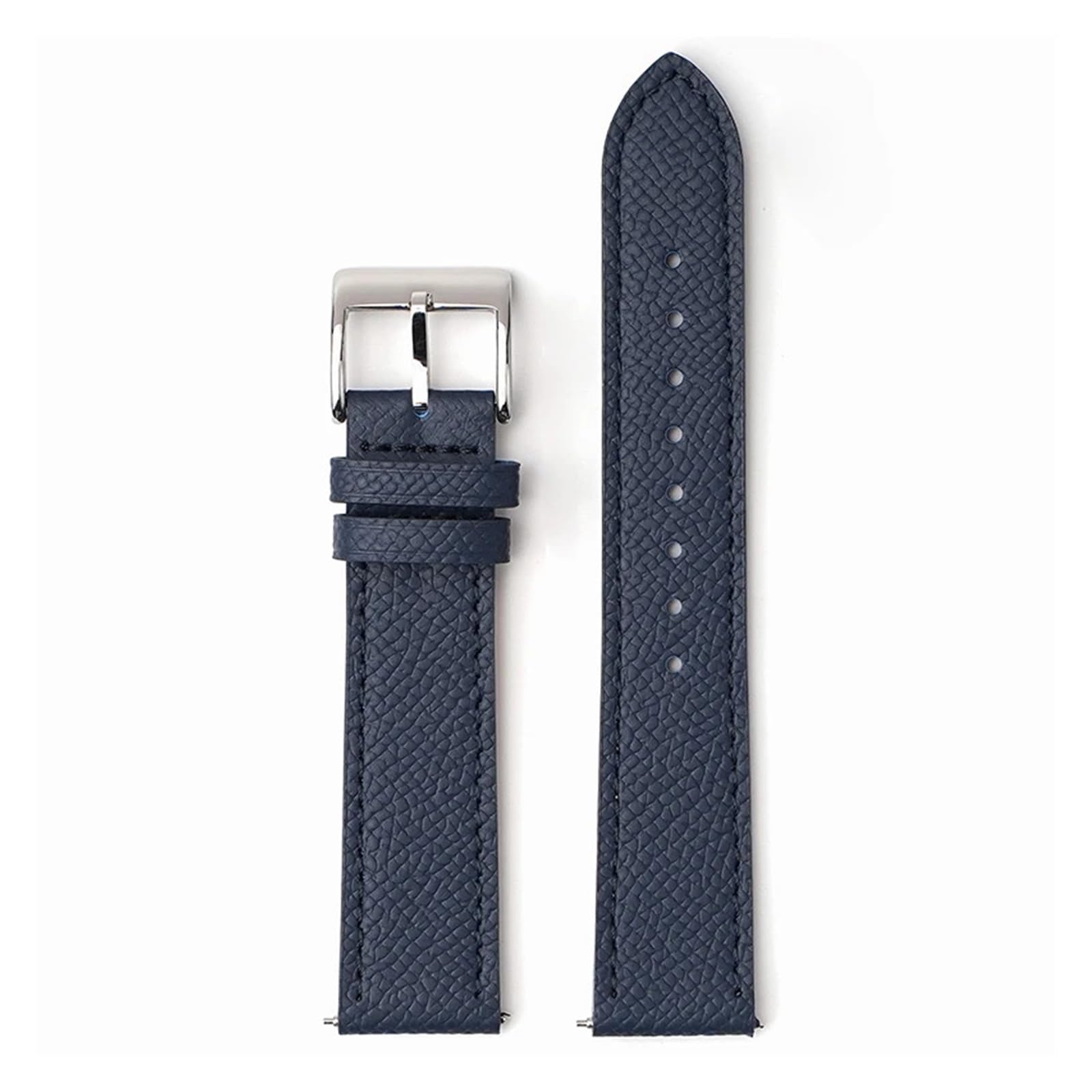 Uhrenarmband， Uhrenarmband aus Kalbsleder mit Schnellverschluss, handgefertigt, Palmenmuster, Armband(Navy blue bu line,22mm)