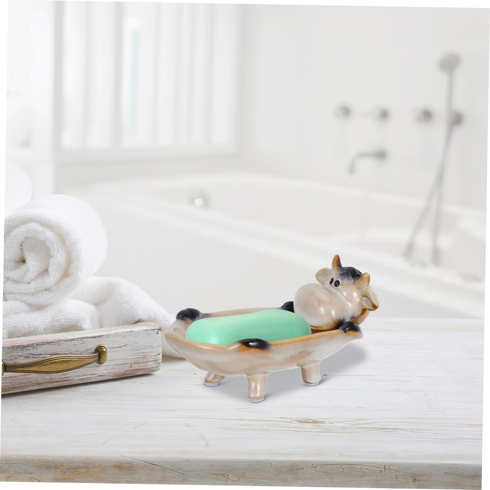 Jabonera Cerámica Decorativa De Animales Drenaje para Baño y Cocina Soporte Multifuncional para Jabón y Accesorios Pequeños Diseño Creativo y Práctico