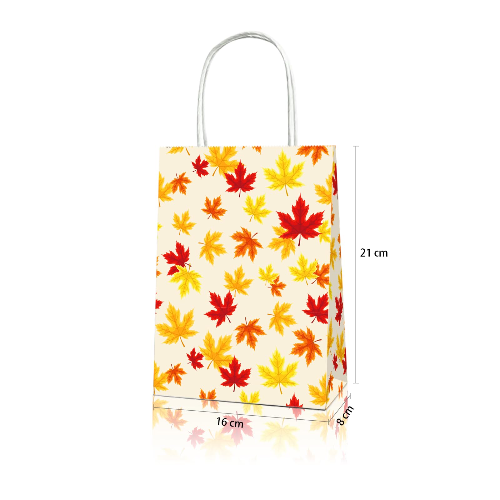JarThenaAMCS Herbst-Papiertüten Set – 24 Stück Mit Kürbis-Blumen-Muster, Griffen, Ca. 15x21 Cm