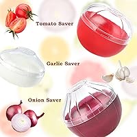 Vista 4 de 6 recipientes de almacenamiento de frutas y verduras, contenedor de almacenamiento reutilizable, limón, naranja, aguacate, cebolla, ajo, tomate