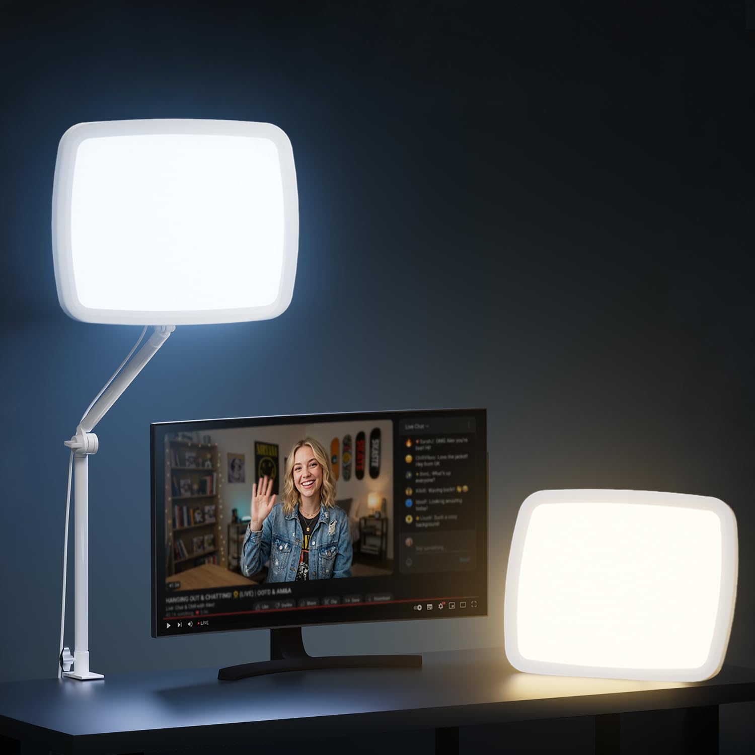 NiceVeedi 35,6 cm (14 Zoll) weiches Tastenlicht, dimmbares Schreibtisch-Ringlicht mit Klemme, 2700K-6500K/CRI97+/flexibler Arm/2,4G-Fernbedienung, Streaming-Licht für Podcast/Heimbüro/YouTube/TikTok