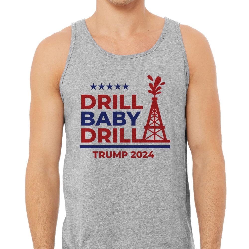 TeesAndTankYou Trump Drill Baby Tank Top Unisex 2X-Large Grey