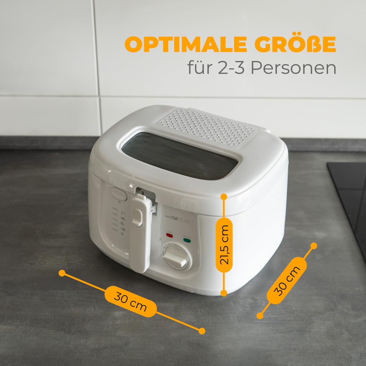 Clatronic® Friteuse avec huile | 2,5 litres huile/graisse | Filtre anti-odeur | avec grand panier à friture | Thermostat réglable en continu | avec réservoir d'huile antiadhésif | FR 3771