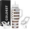 Coldest Tumbler with Handle and Straw - 100% Leak Proof Insulated Tumbler with Lid and Straw 3 Lids - Stainless Steel Tumblers for Women & Men - Cup Holder Friendly Base, 36 oz The Patriot