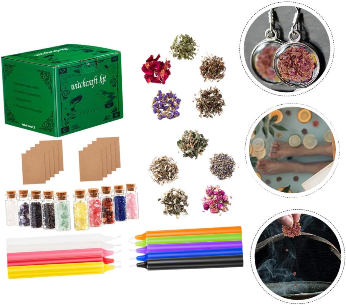 Baluue Handmade Witchcraft Candles Chakra Candles Witch Crystals Safe for Altar Rituals Craft Supplies