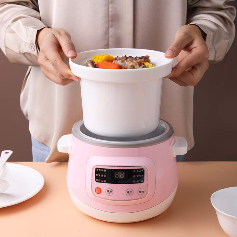 Olla cocción Lenta eléctrica 1,2 l con Revestimiento cerámica, Olla para guisar, Olla eléctrica Inteligente para hogar, multicocina con función Reserva y 6 configuraciones cocción, 120 W