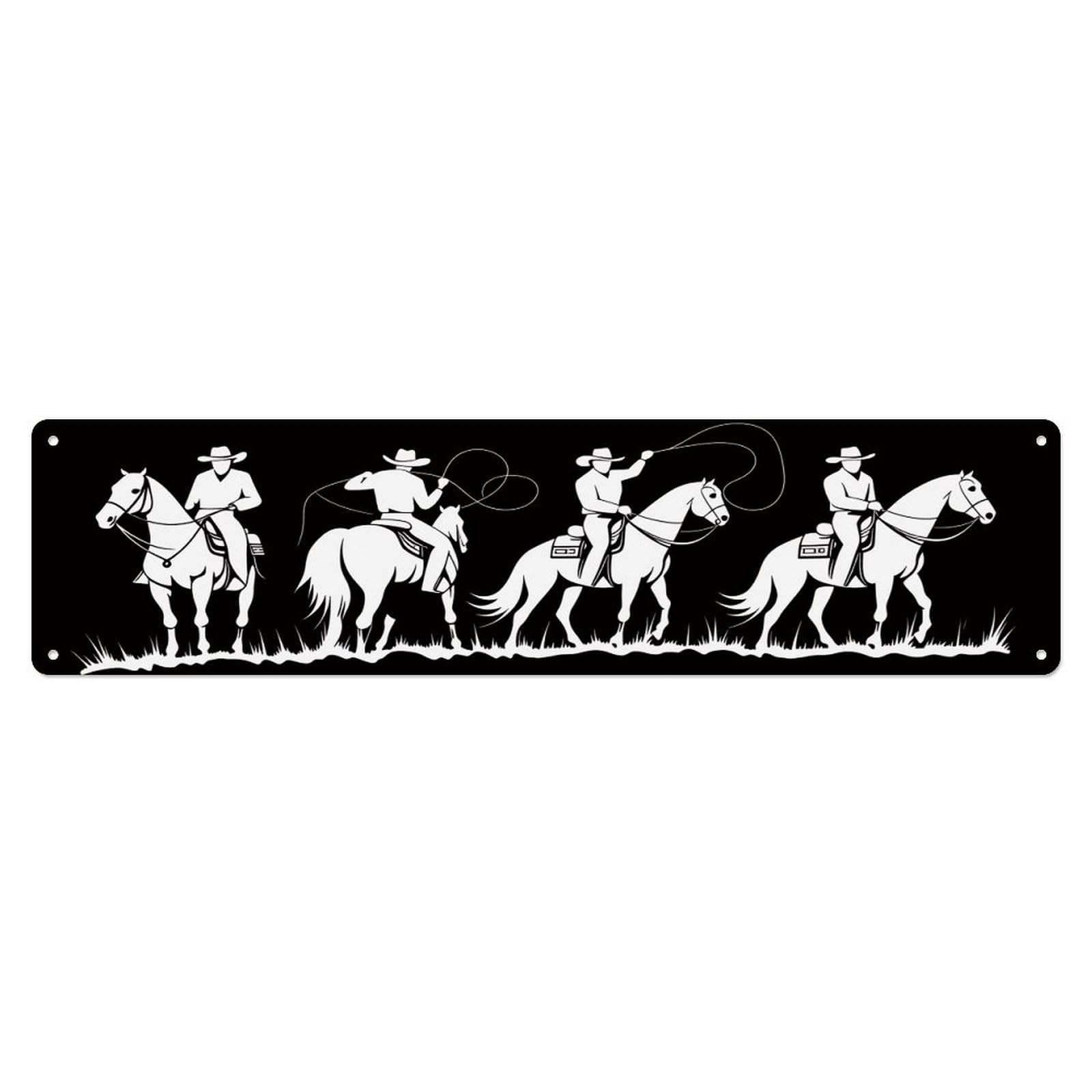 Cowboy Horse Riding Silhouette Pattern Vintage Metal Tin Sign Retro Wall Decor for Home Bar Garage Cafe, Indoor & Outdoor Decorative，Metal Poster, 4x16 Inch