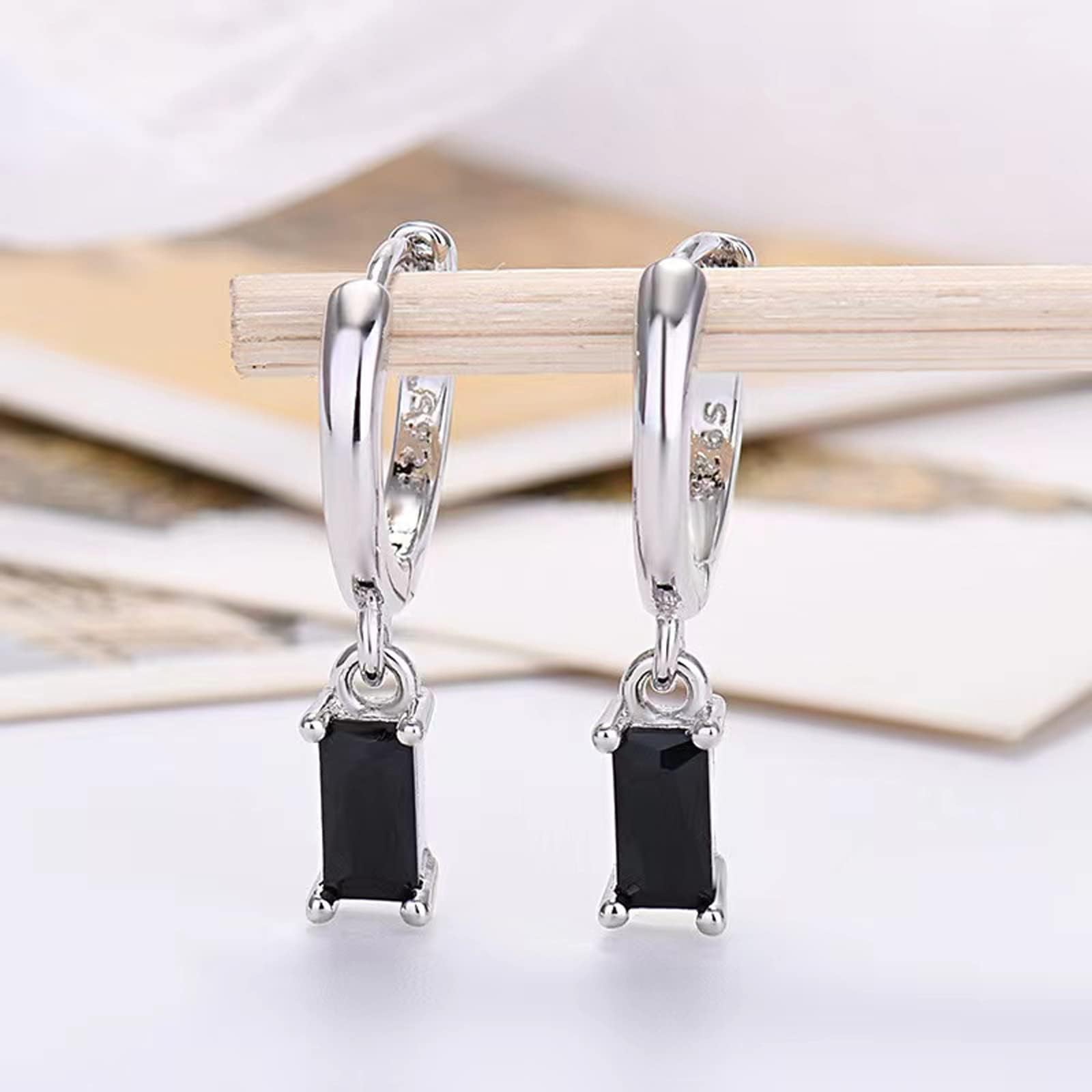 Orecchini A Cerchio Con Pendenti, Donna Oro 14K Lunghi Bambina e Uomo 2Pz