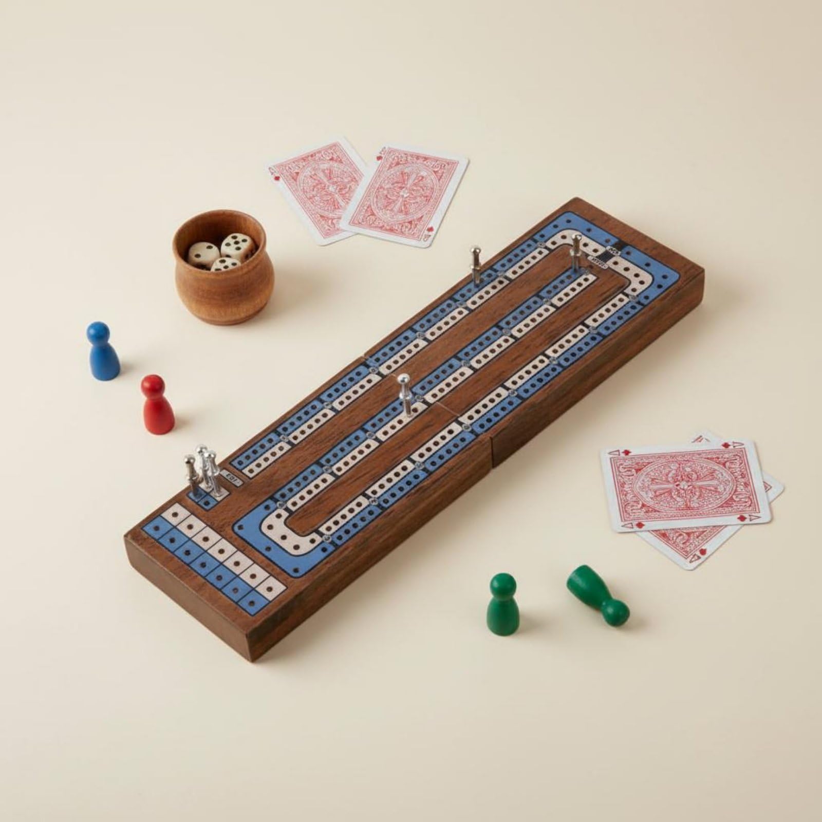 Solid Wood Wooden Cribbage Board Game Cribbage Board with Storage