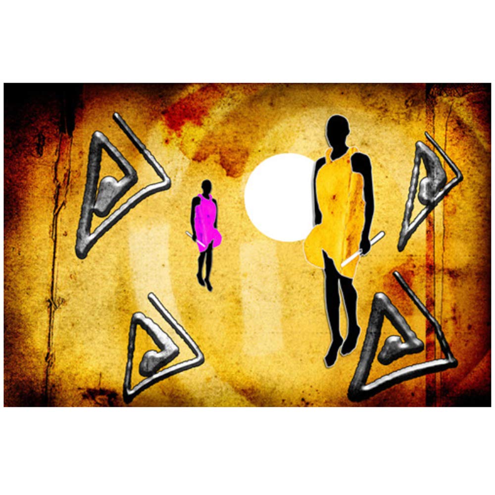 Peinture sur Toile Vintage Afrique Figure Abstrait Art Mur Salon 30x50 cm