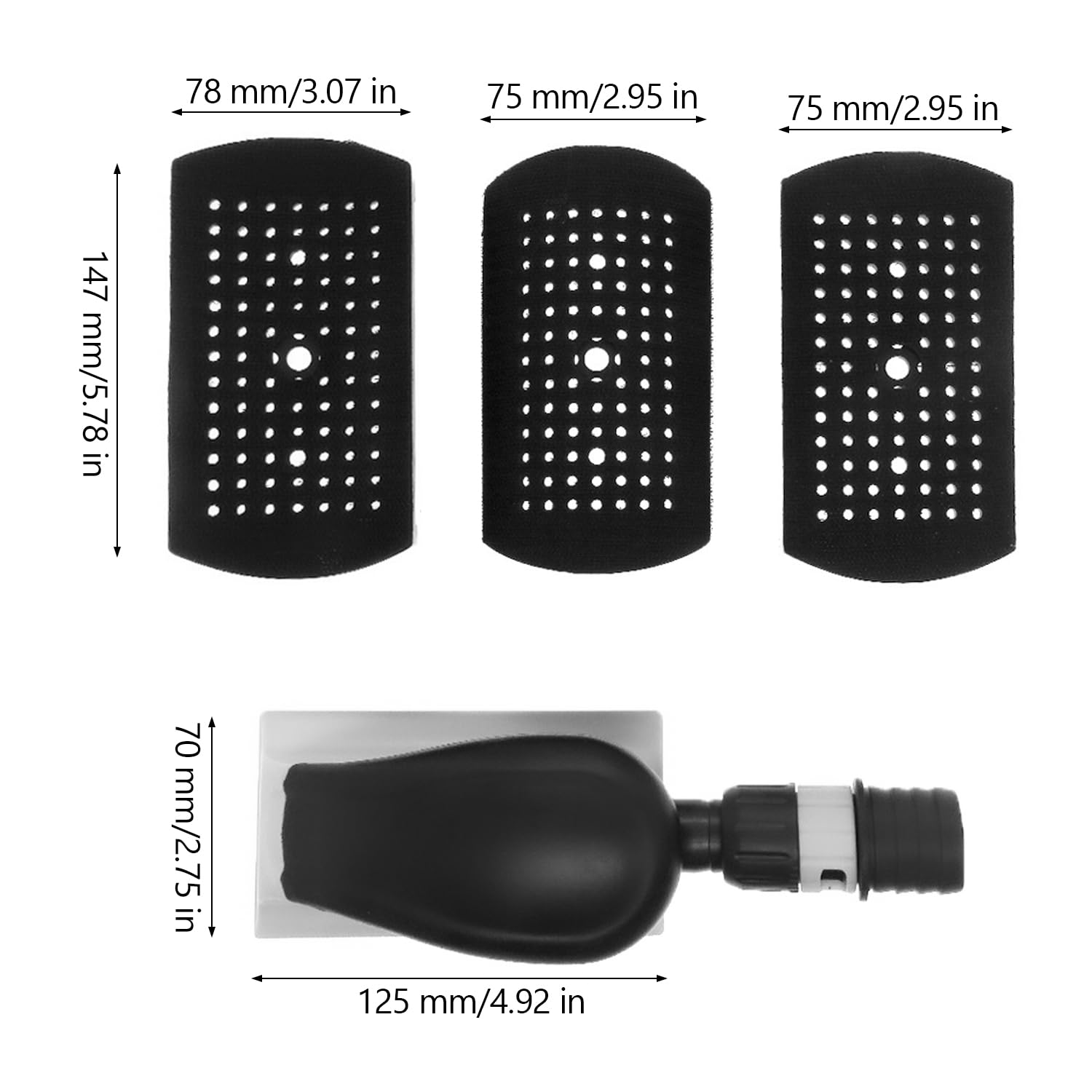 70 × 150 mm Levigatrice Manuale, Incluse 3 Strisce di Levigatura, Levigatura Senza Polvere, la Levigatrice è Adatta per la Levigatura di Legno e Metallo e per i lavori a Secco (nero)