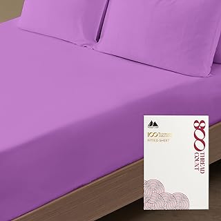 Mayfair Linen 600 Thread Count 100% Cotton 1 Fitted Sheet Only, Lilac California King Fitted Sheet, Long - Staple Combed P...