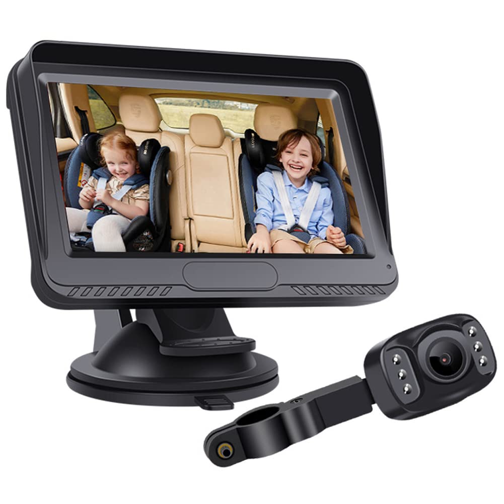 Kit de cámara de marcha atrás inalámbrica HD 1080P con visión nocturna de cristal, espejo de coche, espejo de asiento trasero, kit de seguridad de viaje para caravana, remolque, camión, coche