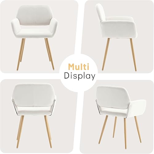 Miniatura 8 de KCC Sillas pequeñas y modernas con brazos de comedor, 1 pieza, asiento lateral tapizado de terciopelo de mediados de siglo, para invitados con patas