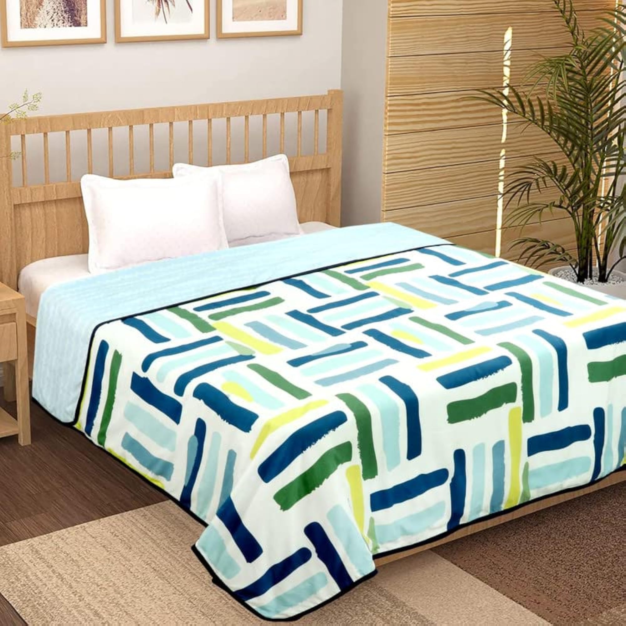 Pure Cotton Reversible Printed Single Bed Blanket, Lightweight