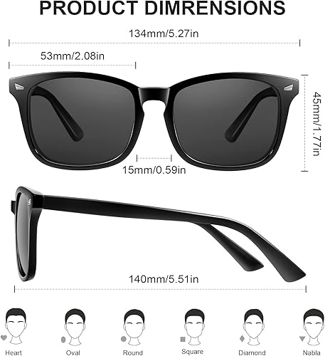 Miniatura 3 de Ougenni Lentes de sol para mujeres y hombres, lentes de sol polarizados vintage para mujer, redondos, clásicos, retro, con protección UV