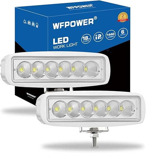 WFPOWER Paquete de 2 luces LED marinas impermeables, 6 pulgadas, luz de inundación de muelle de cubierta para accesorios de barco, pontón, pesca,